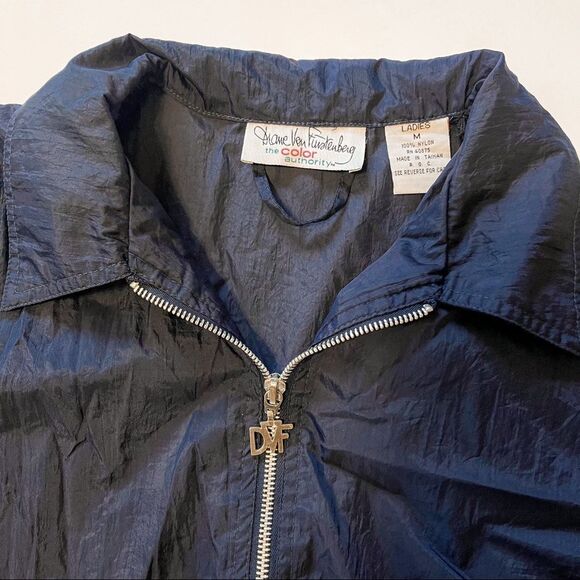 Vintage Diane Von Furstenberg Navy Windbreaker Jacket Size M - Picture 3 of 6